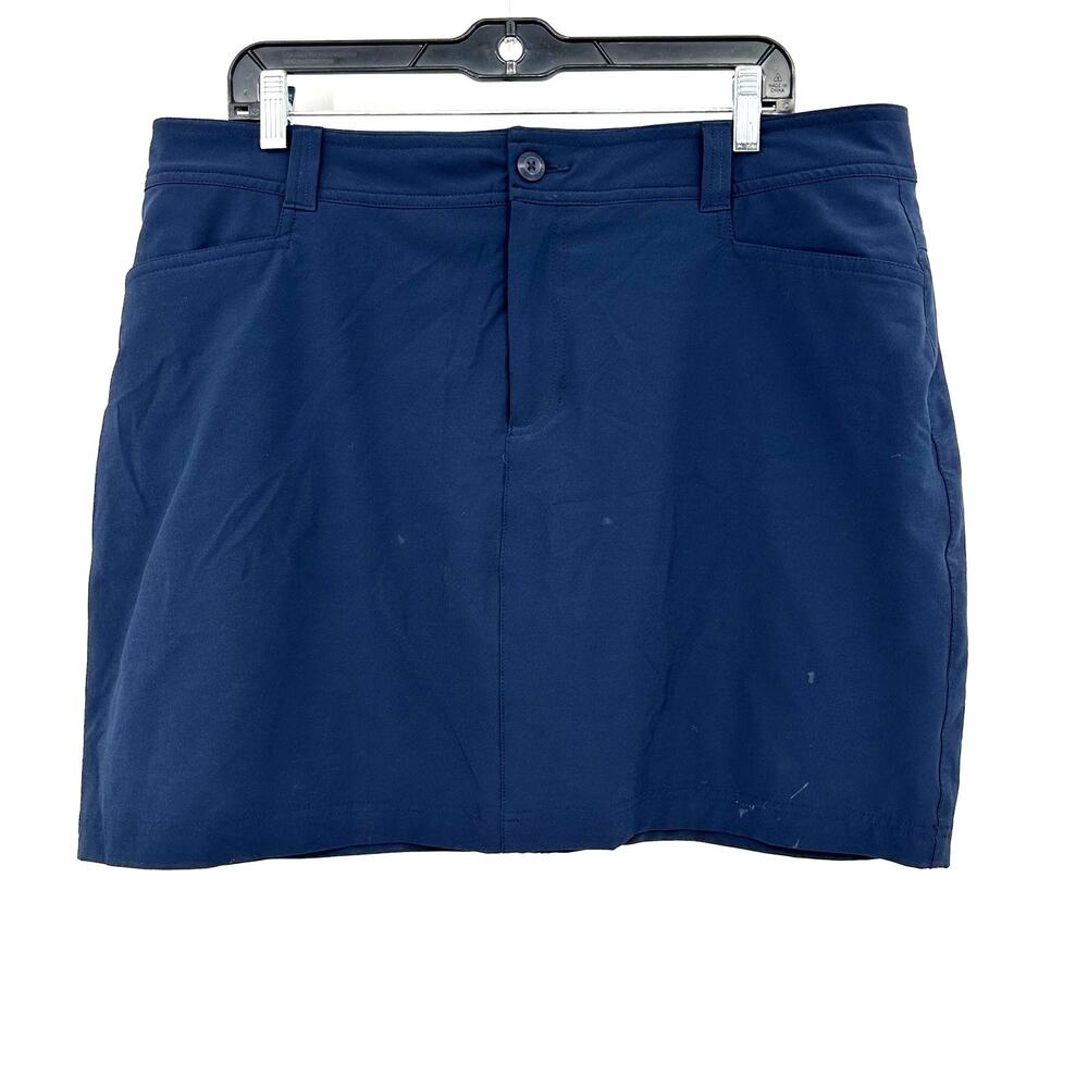 Eddie Bauer Size 16 Skort Skirt with Built in Shorts Blue Button Zip Close